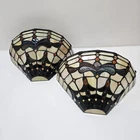 Vtg Stained Glass Wall Sconce Light Lamp Fixture Tiffany Style Hard Wire Mount