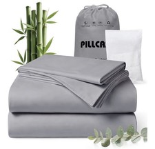 Queen Tencel Viscose Bamboo Sheet Set Gray Deep Pocket Cooling Silky Soft