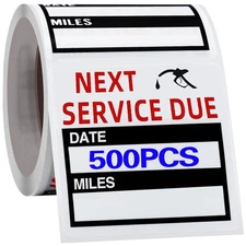500pcs Oil Change Auto Maintenance Service Due Reminder Stickers Labels 500pc...