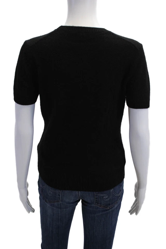 Suéter suéter de cachemir negro cuello redondo manga corta Theory para mujer talla S Foto 3 de 4