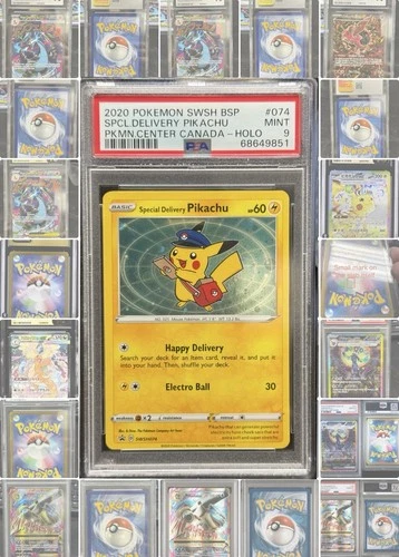 SPECIAL DELIVERY PIKACHU Sword & Shield Promo Pokemon Center Canada #074 PSA 9