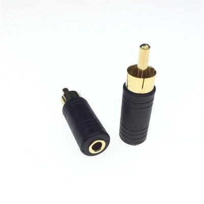 2Pcs 3.5mm Mono F Jack to RCA M Plug Adapter Cable Converter Connector U Gilding