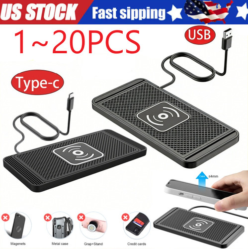 Car Wireless Charger Pad Phone Fast Charging Non-Slip Mat for iPhone Samsung lot