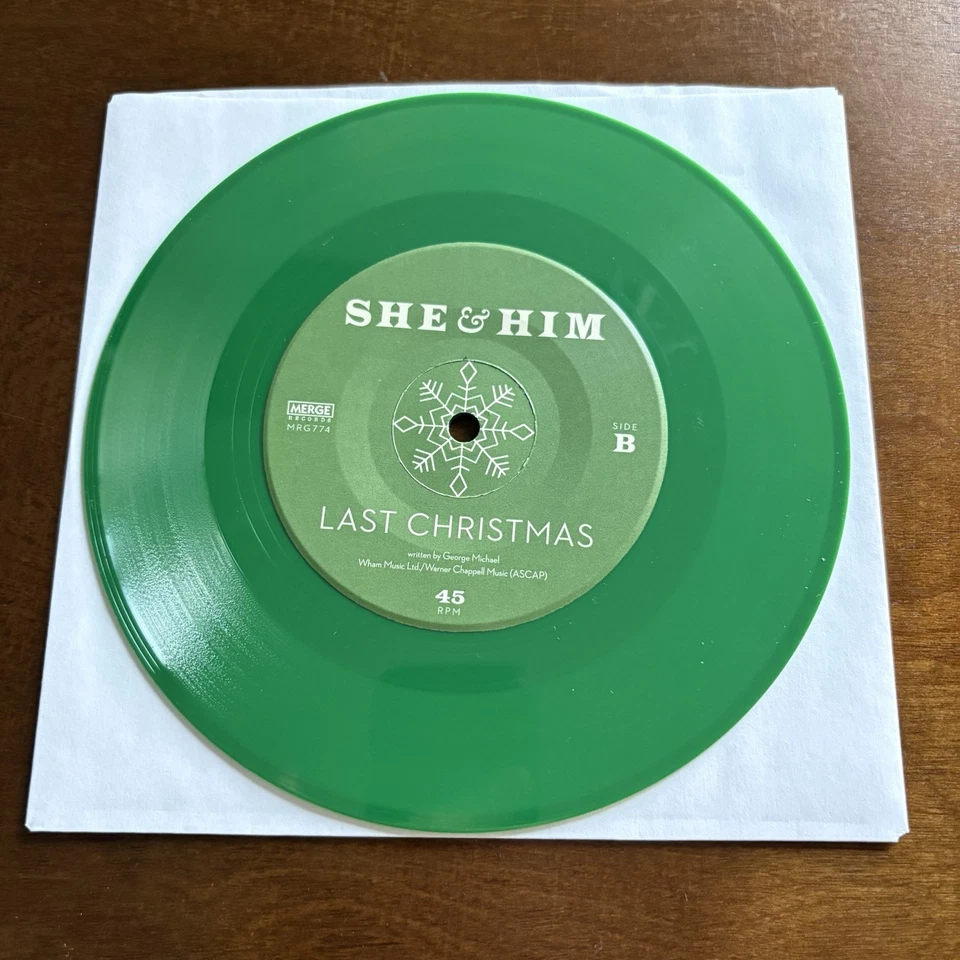 SHE & HIM Holiday b/w Last Christmas GREEN vinyl 7" NEW 2021 Madonna WHAM - Image 3 of 4
