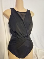 Miraclesuit Palma Vintage Women's Swimsuit Sz 14 Black One Piece NWT Modest
