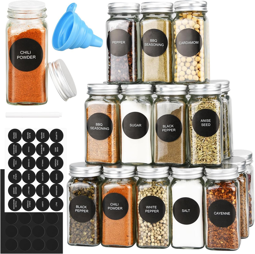 Dkovn 12/24/36/48Pcs Glass Spice Jars, 4Oz Empty Spice Jars with Metal Caps, Lab - Picture 8 of 12