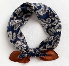 100% Silk 20" small Square Scarf Women neckerchief Wrap Paisley brown black ZT92