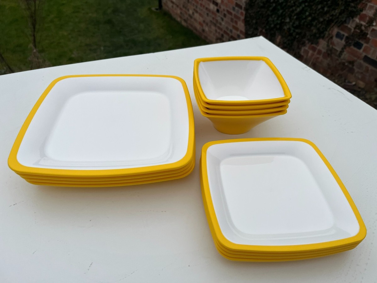 Omada Yellow Premium Square Crockery 12 piece plates bowls- VW