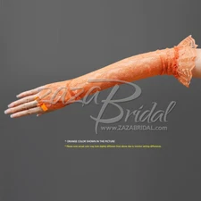 Flower Pattern Fingerless Lace Gloves with Elastic Ruffle 12BL-Various Colors