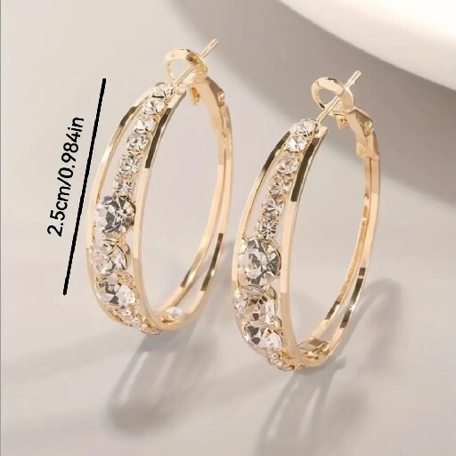 Stunning Gold Hoop Earrings with Clear Stones for a Gorgeous Look-image