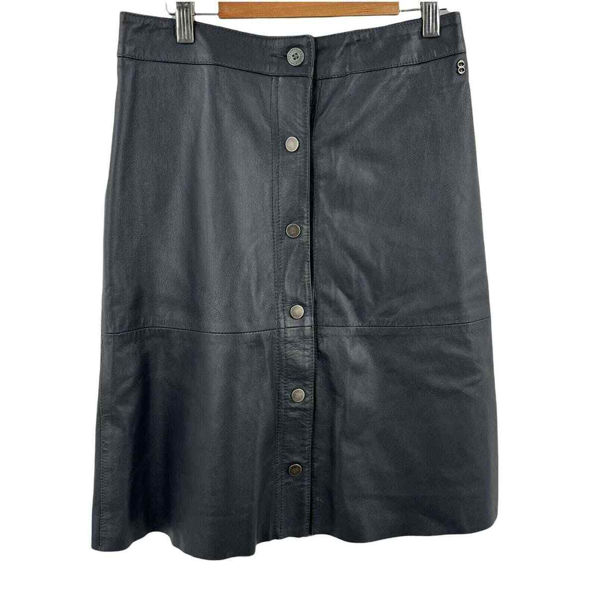 Ottod'Ame Gunmetal Leather Snap Front Skirt Size 42 (IT) / 8 Ottod'Ame Gunmetal Leather Snap Front Skirt Size 42 (IT) / 8