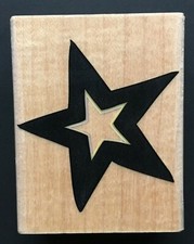 STAR WITHIN A STAR SHAPE SIGN SYMBOL Design Prints Hero Arts Wood Rubber Stamp