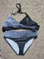 Women's Criss Cross Bikini Wrap Swimsuits, Black/ Blue XL. NWT