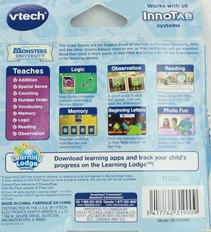 X20 - VTech Innotab Monsters University 4-7 Years Learning Education Problem Sol - Image 4 of 4
