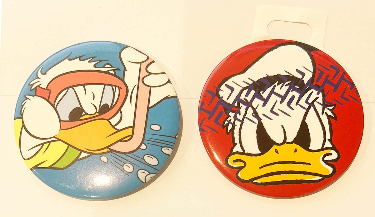 ドナルドダック　３点 Donald Duck Buttons Scuba & Angry Button Tokyo Japan Disney J01 | eBay