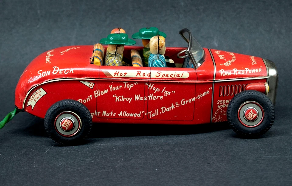 Control remoto a batería vintage Marx Line Mar Tin College Jalopy coche Foto 2 de 4