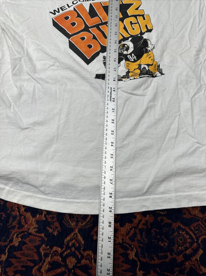Camiseta De Colección Pittsburgh Steelers Bienvenido Blitzburgh Blanco Ajuste L Puntada Única Foto 3 de 4