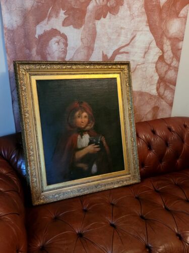 Antique Female portrait painting Woman Classical Girl Dark Red Riding Hood - 第 1/13 張圖片