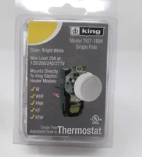 King Electrical TKIT-1BW White Built-in Single-Pole Thermostat Kit