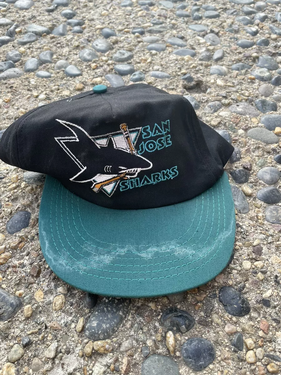 Vintage NHL San Jose Sharks Snapback Hat ANNCO Black Dome 90s Y2K