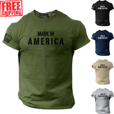 Made in America T Shirt USA Flag Military Patriotic Tee
