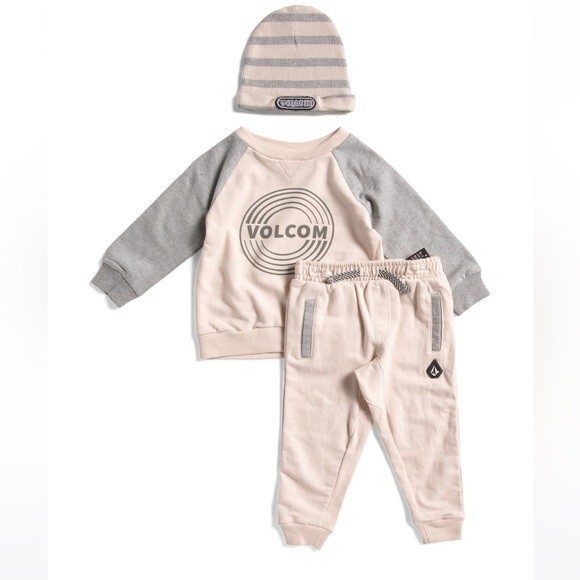 NWT 2pc Volcom Logo Sweatshirt Joggers Hat Set sz 24 Months