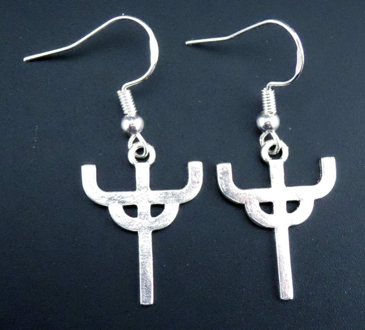 Judas Priest Earrings Sterling Silver Ear Wires Cross Devil's