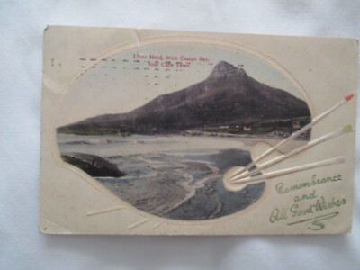 ALTE FARBIGE POSTKARTE'', LÖWENKOPF AUS CAMPS BAY BEI KAPSTADT, SÜDAFRIKA ''