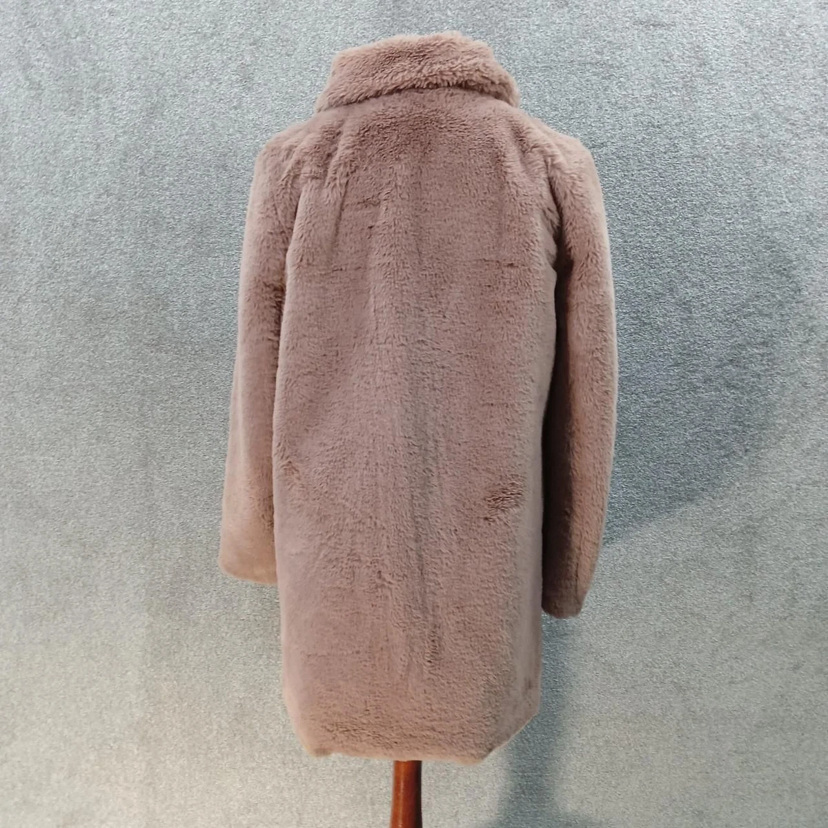 Fu0026F MAUVE PINK FAUX FUR COAT LONGLINE BUTTON UP COLLAR HEAVY Y2K UK 10 |  eBay