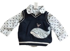 Wonder Nation 3-6 Months Whale Sweater Vest And Shirt Set Boys Infant