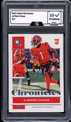 2021 Panini Chronicles Ja'Marr Chase GRADED 10 GEM MINT ROOKIE CARD #17