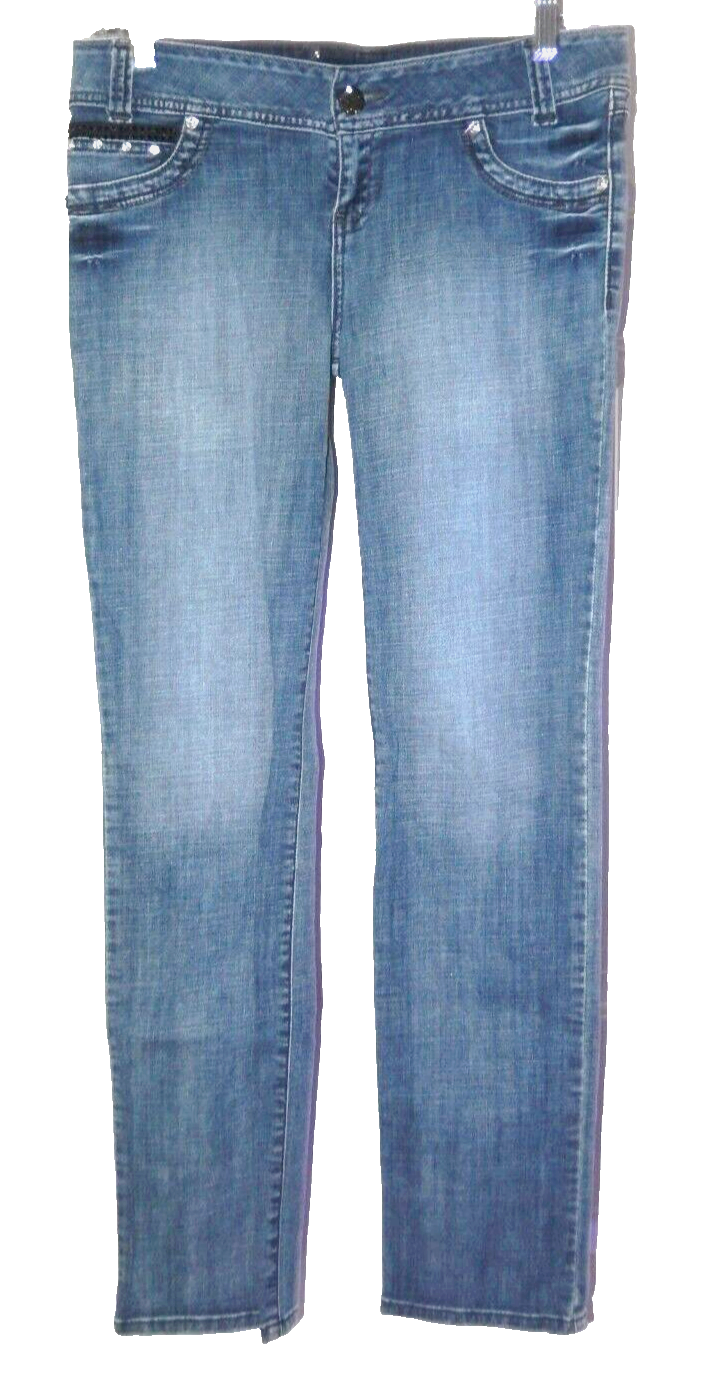 Fergino Black Sparkle Stud Skinny Jeans with Gemstone Details-13