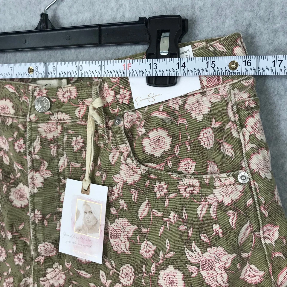 Pantalones Cortos de Jean Jessica Simpson Mujer 31 Verde Flor Corte Botón Coastal Cottage Foto 4 de 4