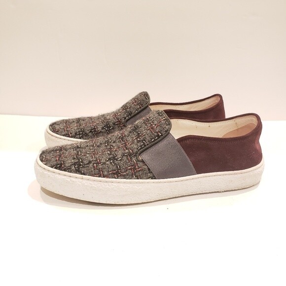 CHANEL 16B Plaid Tweed Suede Slip On Skate Loafer Moccasin  display picture 2