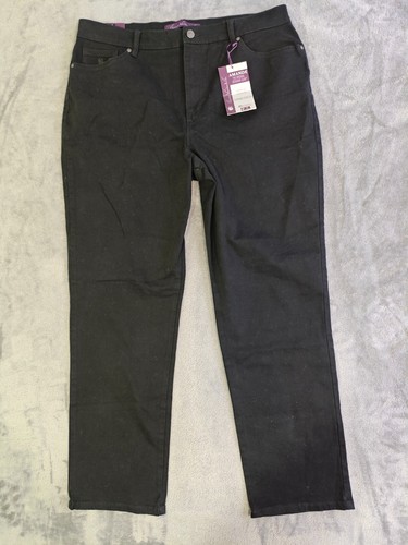Damenjeans neu mit Etikett Gloria Vanderbilt "Amanda" spitz zulaufendes Bein Hose schwarz Größe 16