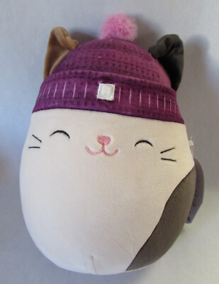 Kellytoy Squishmallow Cam The Calico Cat Purple Ski Beanie Hat 8'' Winter Plush