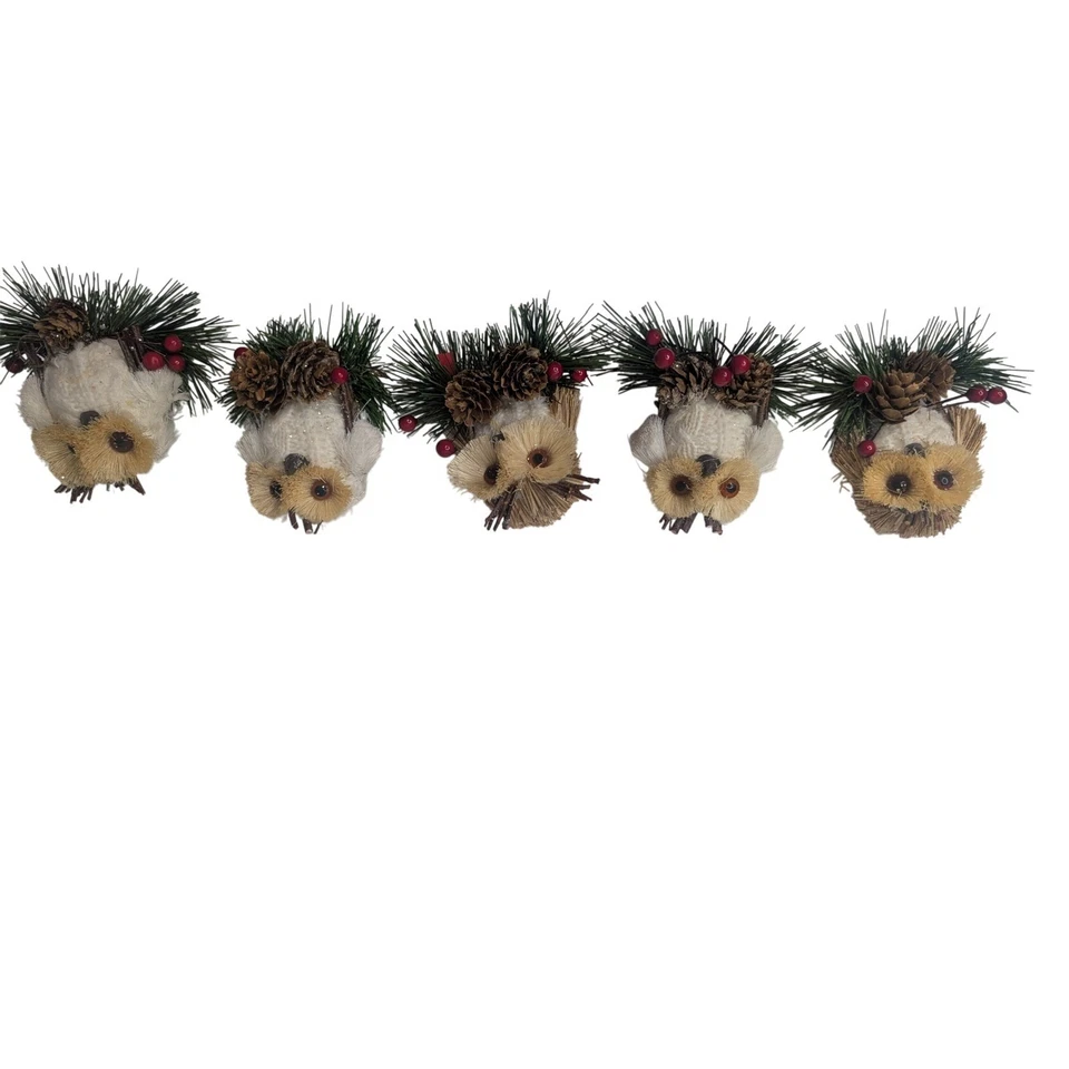 Enfeite de Natal coruja pinha baga decoração de férias ano novo conjunto de 5 - Imagem 3 de 4