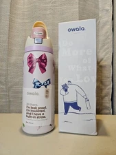 Owala "Girlhood" 32oz Free Sip Limited Edition Multicolor Pink Bows Water Bottle