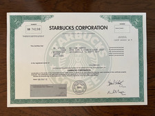 Certificado de Stock Starbucks Original Auténtico ﻿﻿Howard Schultz firma digital EF!