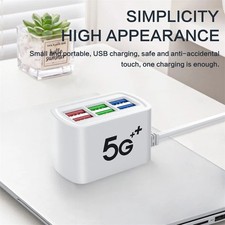 6 Port USB Hub Fast Wall Charger Station Multi-Function Desktop AC Power Adapter