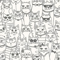 Cats Colour Me Tapete Schwarz Weiß Holden 14070 Spaß Kreative Dekoration