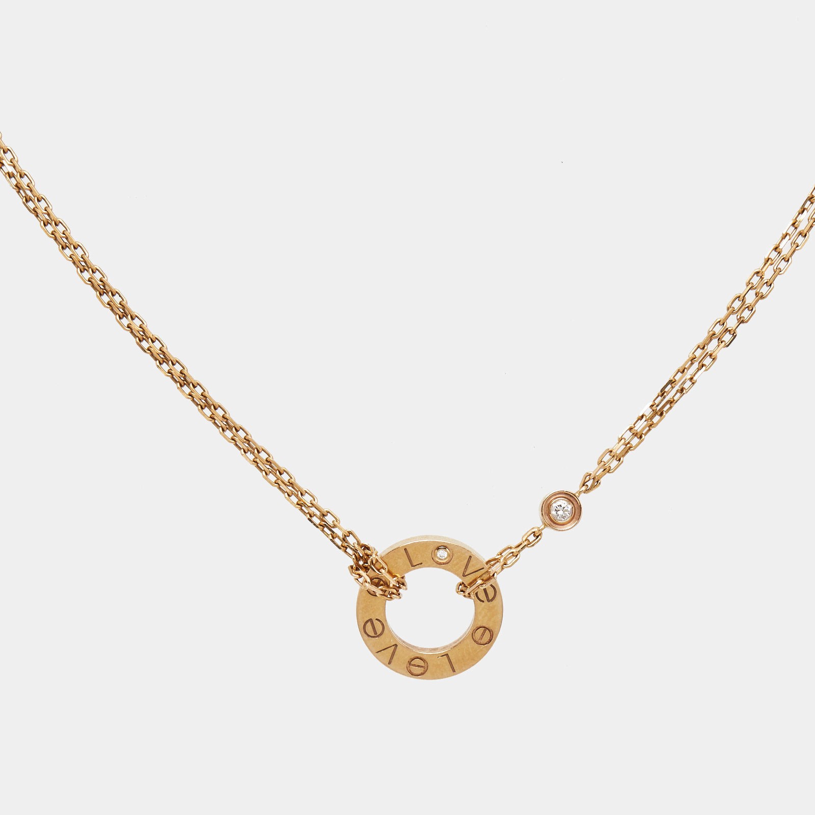 Cartier Love Diamond 18k Rose Gold Necklace