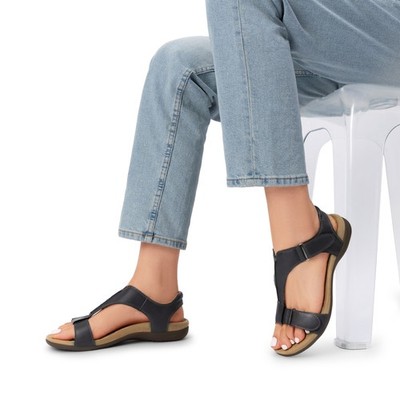 Women's Sandals Arch Support T-Strap Orthopedic Flat Summer Shoes NEW