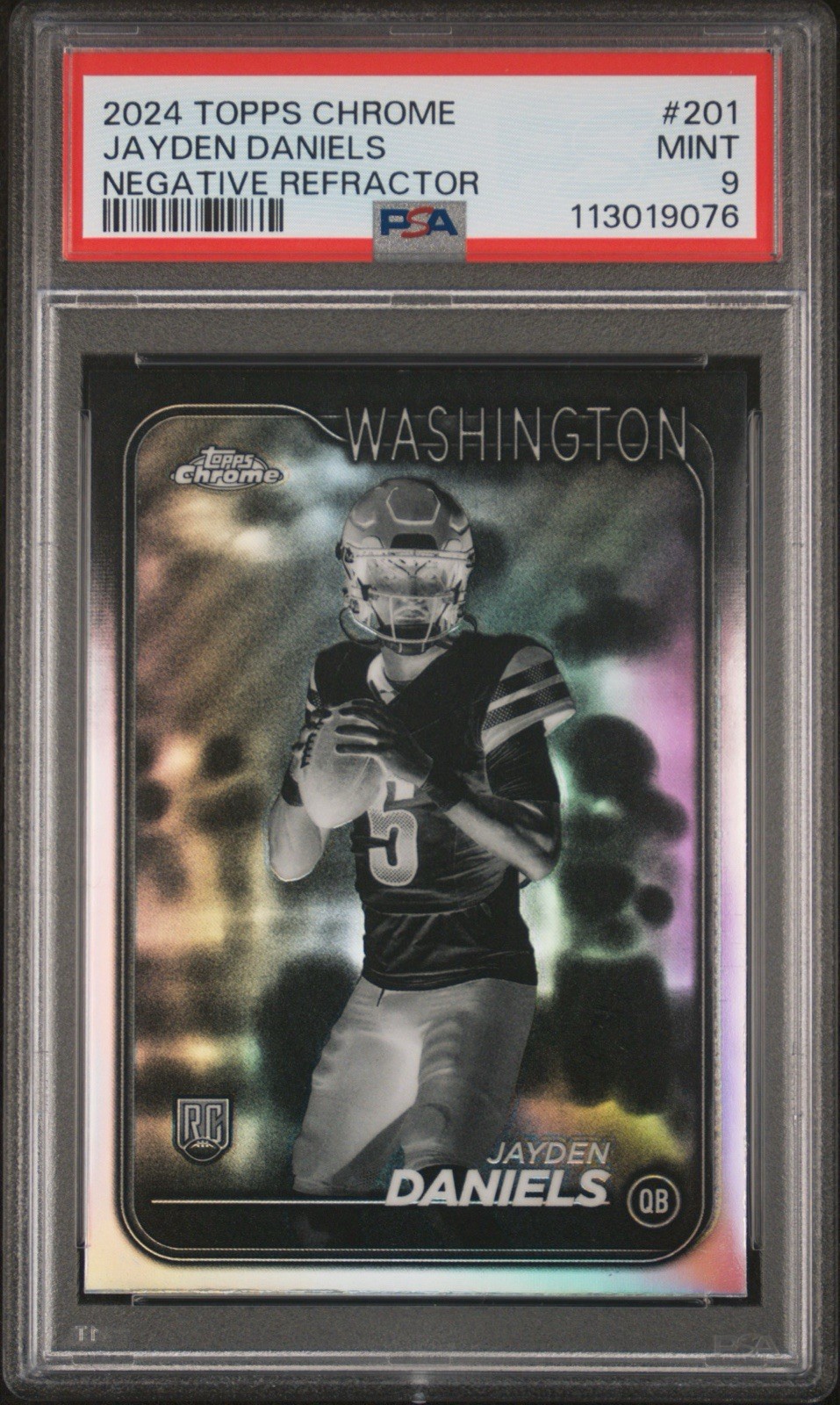 2024 Topps Chrome - Rookies Jayden Daniels #201 Negative Refractor (RC) PSA9