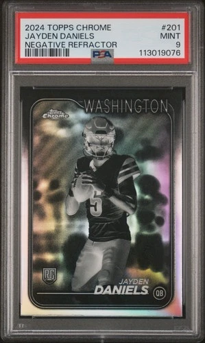 2024 Topps Chrome - Rookies Jayden Daniels #201 Negative Refractor (RC) PSA9