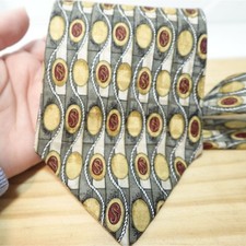 Vintage Shore & Singer Tie 100% Silk Made in USA Abstract Geometric *Avocado