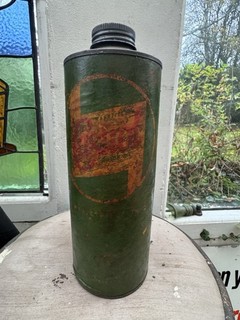 War Time Wakefield Castrol Cardboard Tin With Metal Top & Base