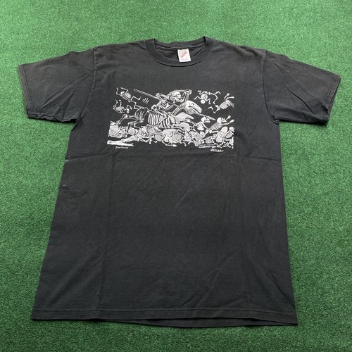 Vintage Don Quixote Shirt Mens L Black 90S Posada Art Tee Jerzees Tee USA MADE