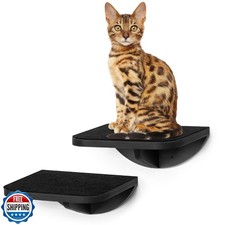 2-Piece Cat Wall Steps with Grey Felt Pads, Floating Cat Wall Perches and Cli