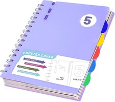 5 Subject Notebook Wide Ruled Spiral Notebook 6" X 8", 204 Pages Lined Spiral Jo